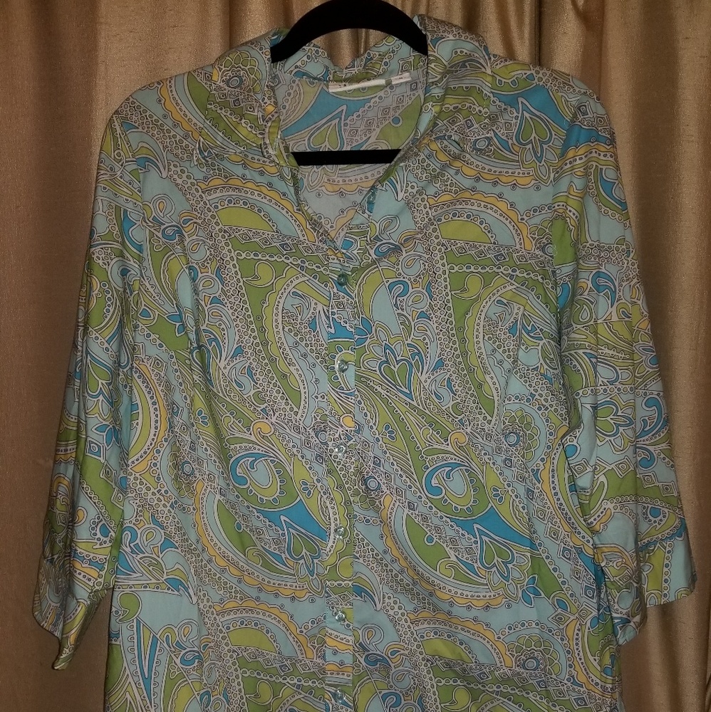 Denim & Co Paisley Blouse Size Medium